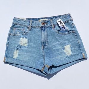 NWT Blue Denim High Rise Shorts Women 7, 28" Summer Fall School Vacation Y2K 90s